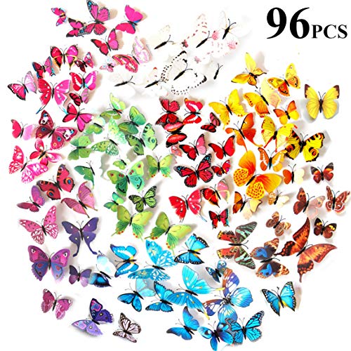 Tomkity 96 Adhesivos Mariposas 3D Decorativos para Pared