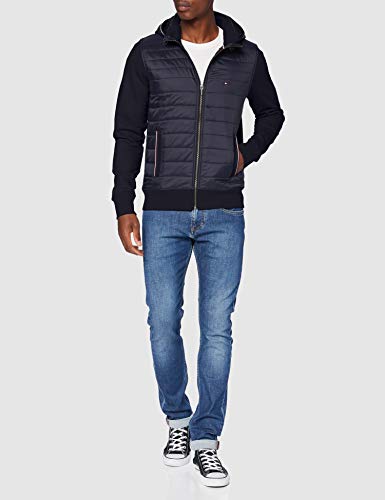 Tommy Hilfiger Mixed Media Hooded Zip Through Suéter, Blue, L Hombre