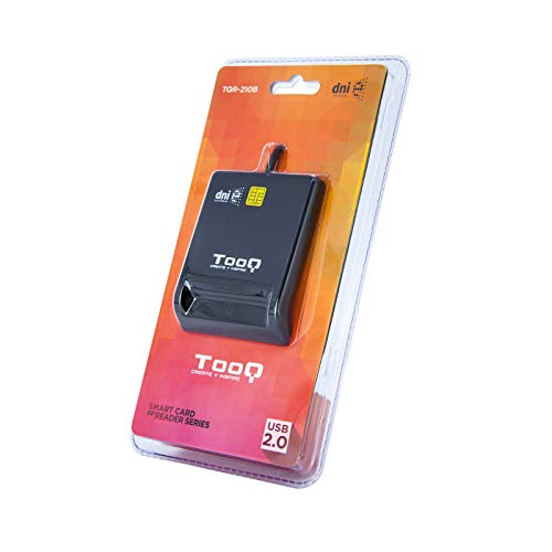 Tooq TQR-210B - Lector Externo de DNI electrónico y Tarjetas Inteligentes (DNIe), USB 2.0, Color Negro y Blanco, 480Mbps.