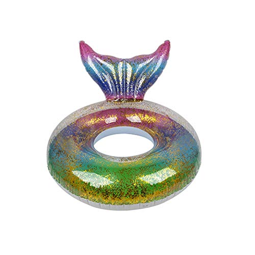 TOYLAND Wild n Wet Anillo de natación Inflable con Purpurina, Arco Iris, Relleno, con Cola, Summer Beach Pool Float Anillo de Goma 43 "