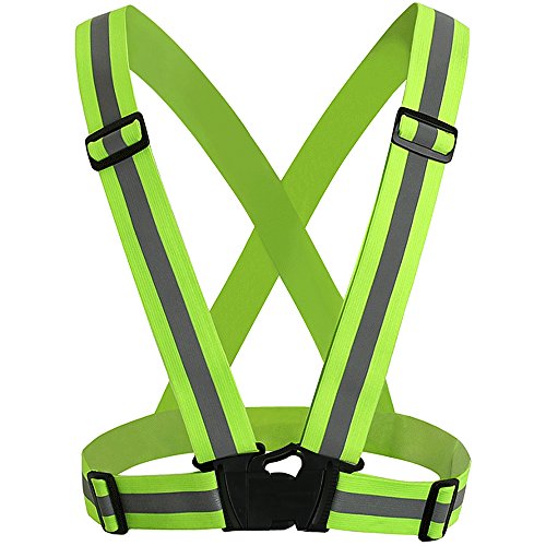 TRIXES Chaleco Ajustable Unisex de Gran Visibilidad - Arnés de Seguridad Reflectante - Verde Fluorescente