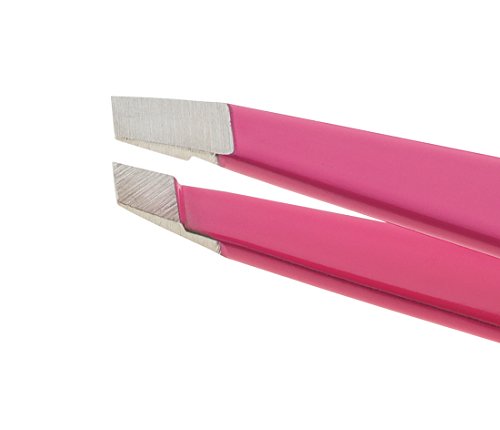 Tweezerman – Pinzas de depilar de acero inoxidable de punta inclinada, color rosa