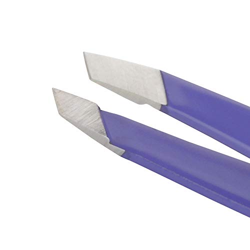 Twezerman 1248-LLR - Pinza mini slant acero inoxidable, ideal para bolso o viaje, color morado