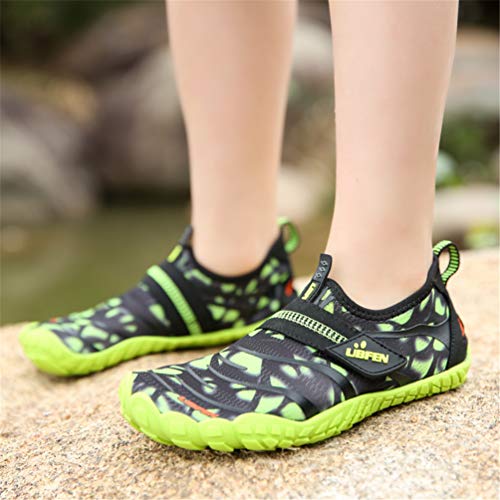 UBFEN Zapatos de Agua Niño Niña Secado Rápido Zapatillas de Playa de Verano Deportes Acuáticos Escarpines Natación Buceo Surf Antideslizante Transpirable 31 Verde