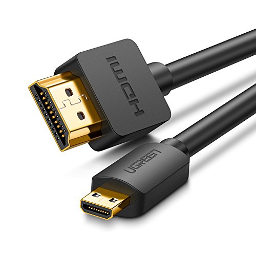 UGREEN Cable Micro HDMI a HDMI Adaptador Micro HDMI to HDMI 3D 4K Alta Velocidad con Ethernet ARC, para Raspberry Pi4, BQ Aquaris M10 M8, Cámara de acción, Sony Alpha, Tableta, Portátil (1 Metro)