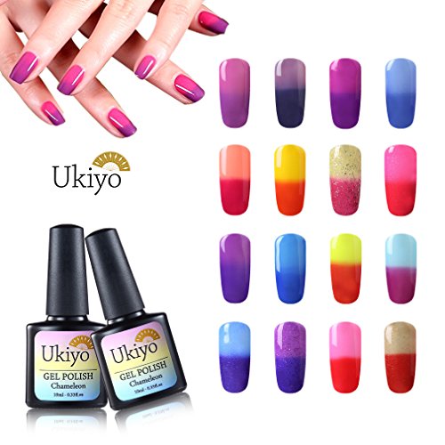 Ukiyo - 6 frascos de esmalte semipermanente soak-off de 8 ml para lámpara UV o LED, variación de temperatura de color 12