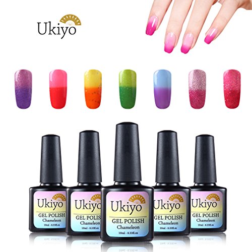 Ukiyo - 6 frascos de esmalte semipermanente soak-off de 8 ml para lámpara UV o LED, variación de temperatura de color 12