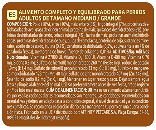 Ultima Comida para Perros Medium Maxi Adultos con Pollo, 12 kg