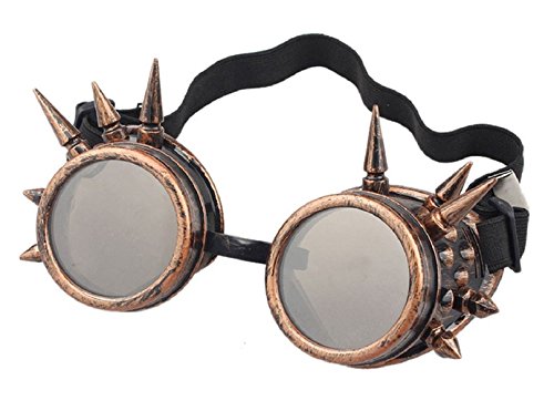 Ultra Bronce con Marrones Lentes Steampunk Gafas Cibernéticas Punk Victoriano Cosplay Gótico Redondo Lentes Soldadura Rústico Puntiagudos Vintage