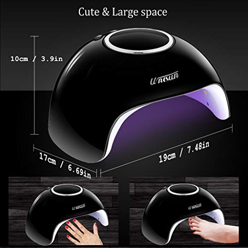 UNISUN Lámpara Ultravioleta para secado de uñas. Secador de Uñas 24W Lámpara LED UV Profesional secador de uñas con 3 temporizadores integrados y pantalla LED para manicura Shellac y en gel (negro)