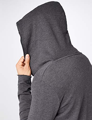 Urban Classics Longline Hoodie Cardigan Casual, sin Cierre, Chaqueta con Capucha y Corte Asimétrico en la Parte Inferior Delantera, Color Charcoal, Talla S, Hombre