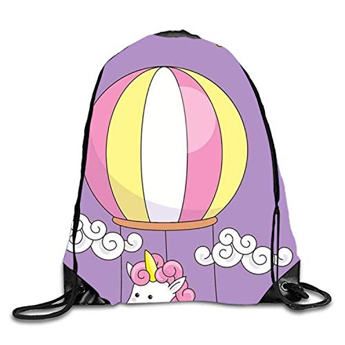 uykjuykj Bolsos De Gimnasio,Mochilas,Drawstring Backpack Rucksack Shoulder Bags Gym Bag Travel Backpack In The Wind Unicorns and balloons27 Lightweight Unique 17x14 IN