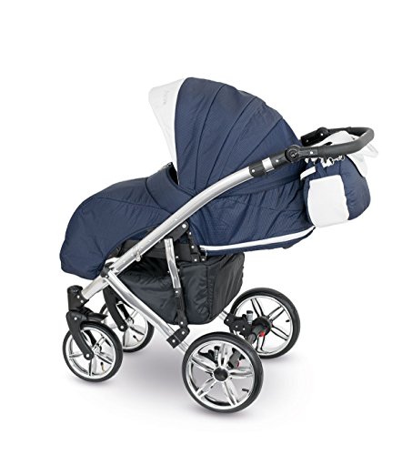 V-LUX4 Kids cochecito Juego Bañera Sport – Asiento de bebé para bolso cambiador Colchón Buggy accesorio opcional 3 in1 VIP Luxus fabricado en la ue Alicante azul Weiss-Marine Talla:3in1 Set