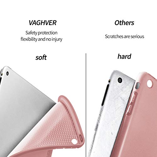 VAGHVEO Funda para iPad 2/3 / 4, Ultra Slim Protectora Silicona Smart Cover [Auto-Sueño/Estela] Cubierta Trasera de Silicona Suave TPU Case para Apple iPad 2, iPad 3, iPad 4 Tableta, Oro Rosa