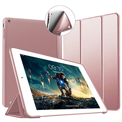 VAGHVEO Funda para iPad 2/3 / 4, Ultra Slim Protectora Silicona Smart Cover [Auto-Sueño/Estela] Cubierta Trasera de Silicona Suave TPU Case para Apple iPad 2, iPad 3, iPad 4 Tableta, Oro Rosa