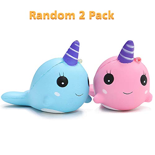 VCOSTORE 2 Piezas Squishy Unicornio Ballena, Animales de Crecimiento Lento Juguetes para apretar Juguetes Suaves y perfumados para aliviar el estrés para niños Adultos