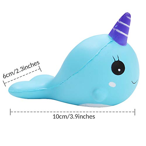 VCOSTORE 2 Piezas Squishy Unicornio Ballena, Animales de Crecimiento Lento Juguetes para apretar Juguetes Suaves y perfumados para aliviar el estrés para niños Adultos