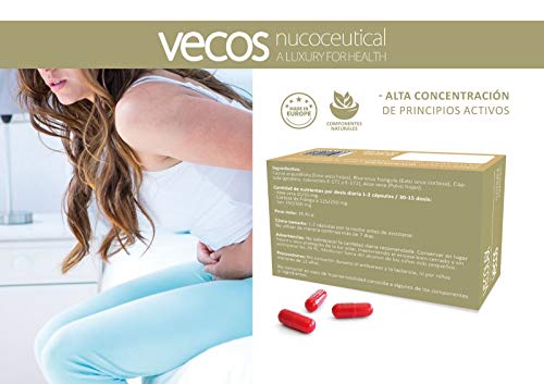 Vecoslax para ayudar con el estreñimiento ocasional – Suplemento alimenticio con efecto laxante para contribuir en la regularidad intestinal para ir al baño– Aloe Vera, frángula y hojas de sen – 30cáp