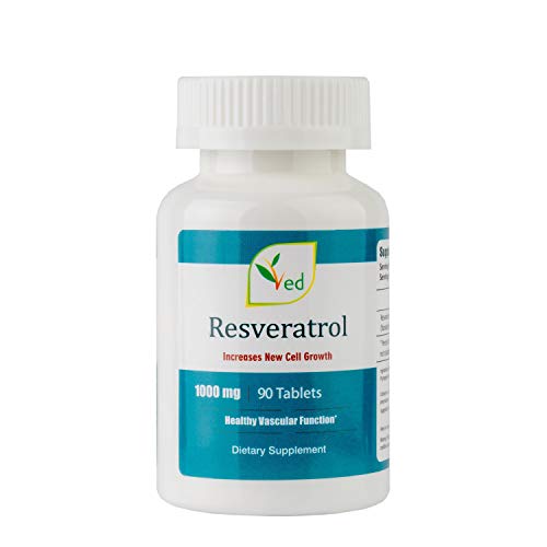 Ved Antiedad, Salud del corazón, Apoyo de inmunidad | Suplemento antioxidante | tabletas de resveratrol | 1000 mg x 90 tabletas