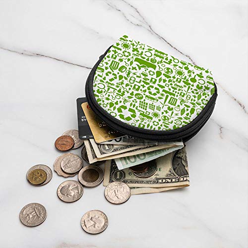 Verde Eco Made Pequeño Monedero Ecológico Cambio Bolsa de Efectivo Cremallera Monedero pequeño Carteras Bolsa de cosméticos Bolsa de Almacenamiento