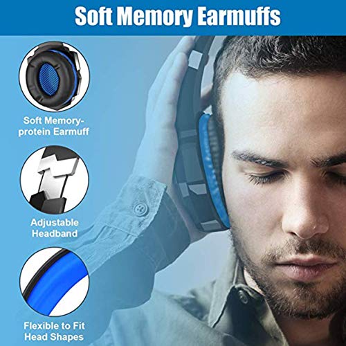 VersionTECH G9000 Gaming Headset Auriculares estéreo envolventes para juegos con micrófono con cancelación de ruido Luz LED y orejeras de memoria suave