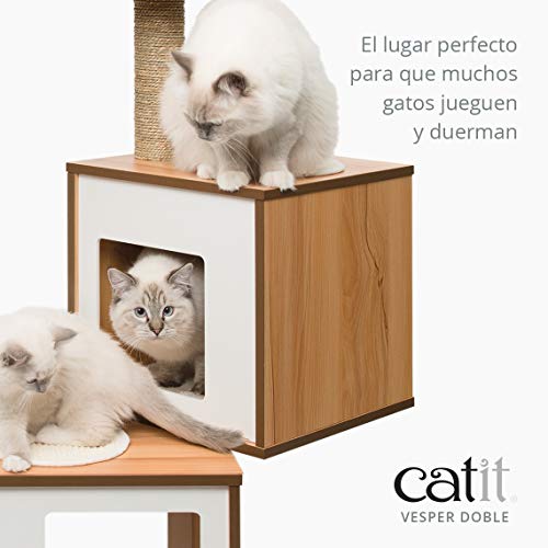 VESPER Mueble Rascador para Gatos V-Doble, Color Blanco