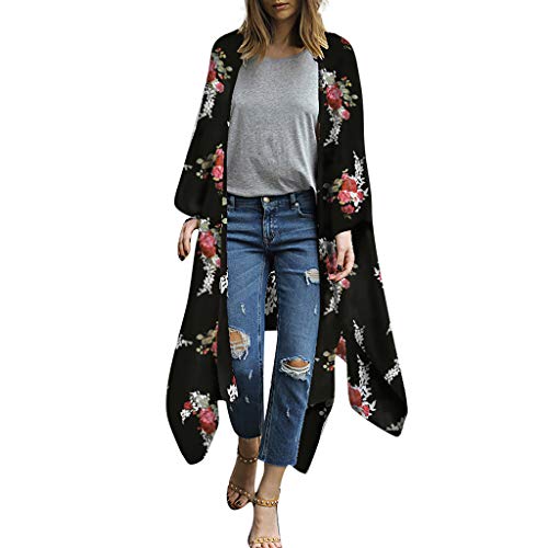 Vestidos Mujer Casual Tallas Grandes Vestido de Camisa de Gasa para Mujer de Moda Kimono Estampado Top Cardigan Cubrir Blusa Ropa de Playa Camisa Vestido