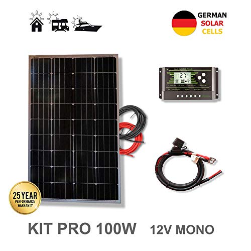 VIASOLAR Kit 100W Pro 12V Panel Solar monocristalino células alemanas