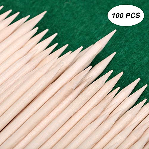 VINFUTUR 100pcs Palos Uñas Palillos Cutículas Naranja para Manicura Nail Art Levantadores Madera Naranja de Cutícula