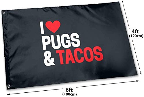 Viplili Banderas, 3x5 Feet -Polyester Flags I Love Tacos Flag,Yard Holiday and Seasonal Garden Flag Set