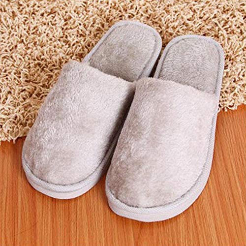 Warmwin Zapatillas de casa cálidas de Invierno para Hombres Modelos de Pareja de Moda para Hombres Pantuflas cálidas de Felpa para Hombres Pantuflas de Interior Suaves Regalos-Grey_13.5