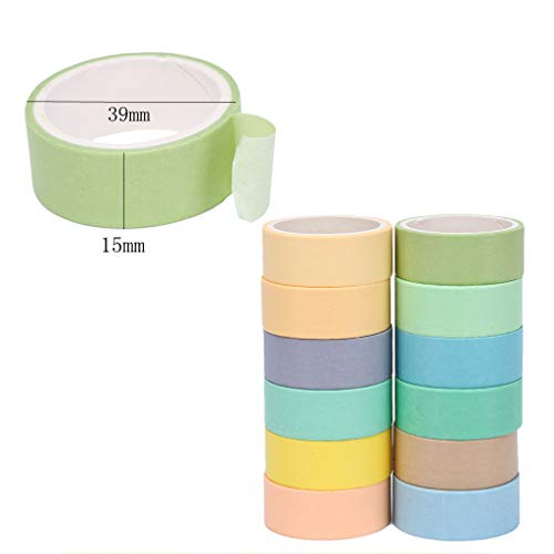 Washi Tape, 12 Rolls Rainbow Tape Deco Tape Stickers Cintas adhesivas macaron coloridas Cintas adhesivas de papel Set para regalos Embalaje Scrapbooking DIY Craft