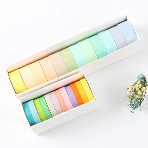 Washi Tape, 12 Rolls Rainbow Tape Deco Tape Stickers Cintas adhesivas macaron coloridas Cintas adhesivas de papel Set para regalos Embalaje Scrapbooking DIY Craft