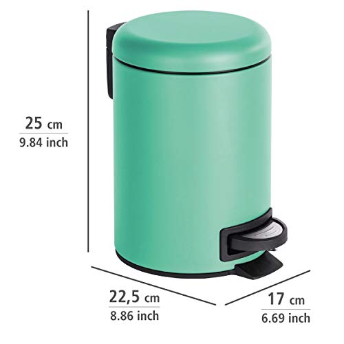 Wenko Leman Cubo con Pedal para Cosmética 3 L, Acero, Verde Menta, 22.5x17x25 cm