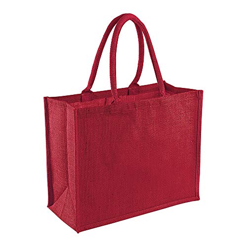 Westford Mill- Bolsa de la compra clásica de yute (21 litros) (Talla Única/Natural/Rojo)