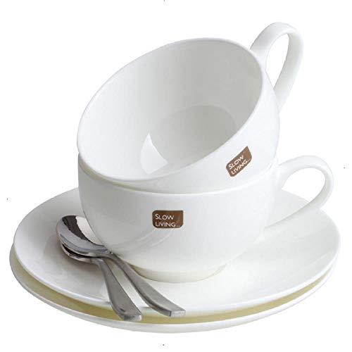 wknbb Juego De Tazas De Café De Porcelana De Hueso Chino Elegante Taza De Té Porcelana Blanca Tazas De Café De Cerámica Blanca Juego De Tazas De Té Blanco Liso Hh50Bd-2_Cup_Saucer