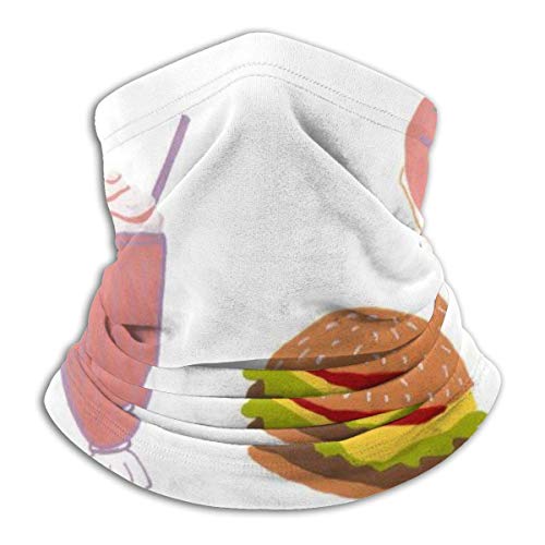 WlQshop Calentadores de Cuello Cute Milkshake Hamburger French Fries Neck Gaiter Mascarilla Bufandas Headband For Men Women Sun UV Wind Dust Protection Skiing Riding Running