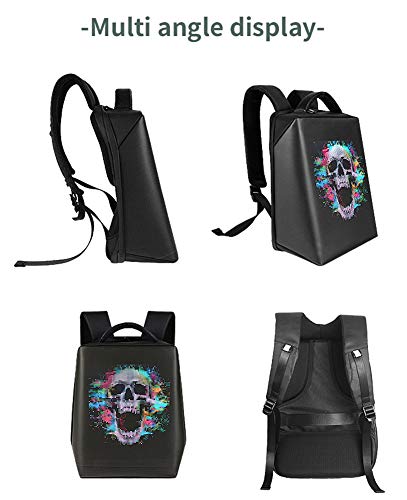 WOCTP Mochila dinámica de LED Inteligente Mochila USB para Ordenador portátil Mochila de Pantalla Animada Personalizada Ligera interactiva DIY Black-One Size