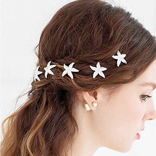 Wohlstand10 pinzas para el cabello en forma de U,broches para el pelo de estrella de mar,para boda, horquillas de pelo de novia, accesorios para el pelo de novia, boda temática de playa, fiesta