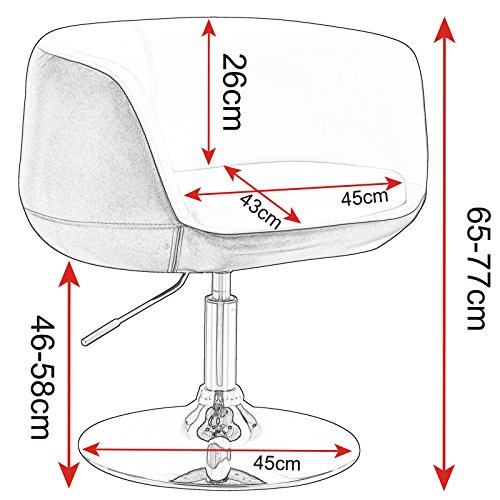 WOLTU 1x Taburete de Bar Sillas de Cocina con Reposabrazos Taburete Peluqueria Imitación Cuero Taburete Bajo Taburete de Trabajo Silla de Escritorio Caqui+Blanco BH42kkw