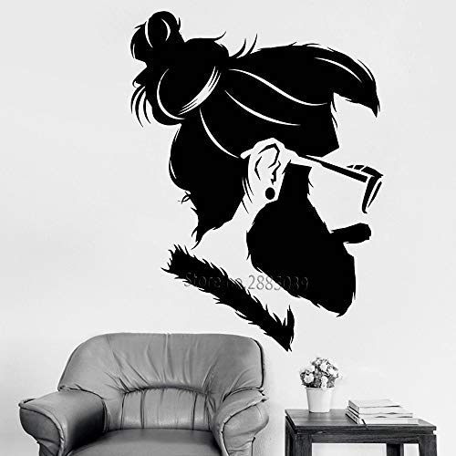 wopiaol Cool Man Barbershop Shopwindow Decals Vinilo Pegatinas de Pared Hipster Moda Peluquería Decoración de Pared Murales Diseño de Estilo de salón L