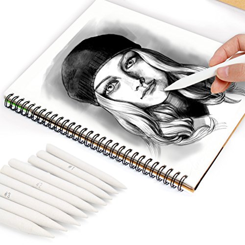 WOWOSS 21 Piezas Lapices De Dibujo Artístico y Difuminos de Papel Set de Tortillon con 2 Piezas de Sacapuntas en Papel de Lija y 1 Herramienta de Extensión de Lápiz para Dibujar Bocetos