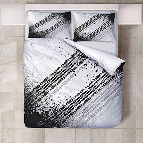 WPHRL Juego de Funda de Edredón Suave Ropa de Cama Mancha de Tinta Negra poliéster 3 Piezas Funda de Edredón y Funda de Almohada Impresa 140x200cm