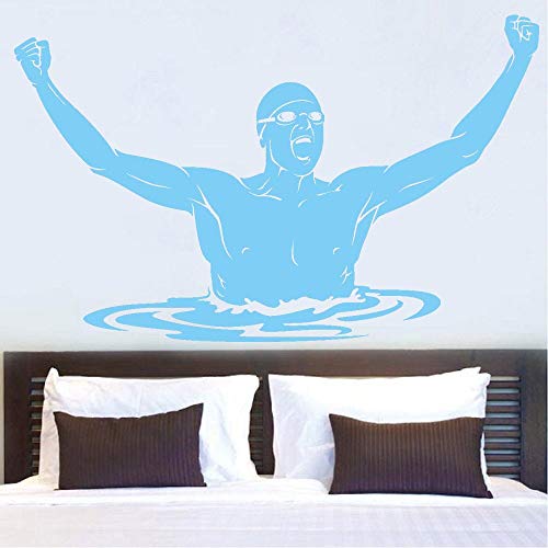 wZUN Natación Tatuajes de Pared Deportes Dormitorio decoración del hogar Nadador Vinilo Pegatinas de Pared Fitness Arte de la Pared decoración 68X42cm