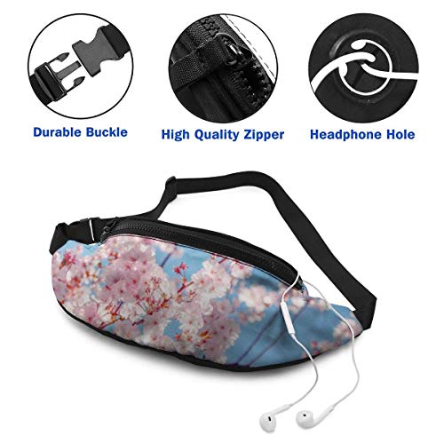 XCNGG Bolso de Cintura Corriente Bolso de Cintura de Ocio Bolso de Cintura Bolso de Cintura de Moda Pink Cherry Flowers Fanny Pack Lightweight Waist Pack Unisex Slim Hip Bum Bag with Adjustable Strap