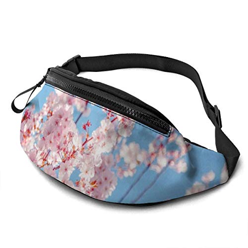 XCNGG Bolso de Cintura Corriente Bolso de Cintura de Ocio Bolso de Cintura Bolso de Cintura de Moda Pink Cherry Flowers Fanny Pack Lightweight Waist Pack Unisex Slim Hip Bum Bag with Adjustable Strap