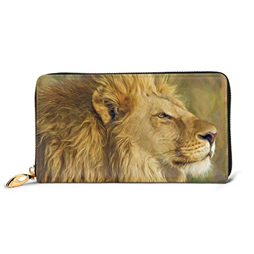 XCNGG Tengyiyi, Soporte de Pasaporte de Viaje de Cuero Genuino, Animal León, Pintura, Billetera de Viaje, Funda, Tarjetero para Mujeres y niñas