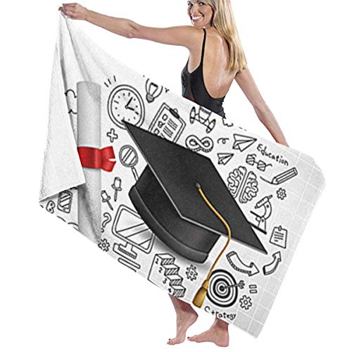 xcvgcxcvasda Serviette de Bain, Bath Towel Wrap Graduation Hat Travel Waffle SPA Beach Towel Wrap for Girls