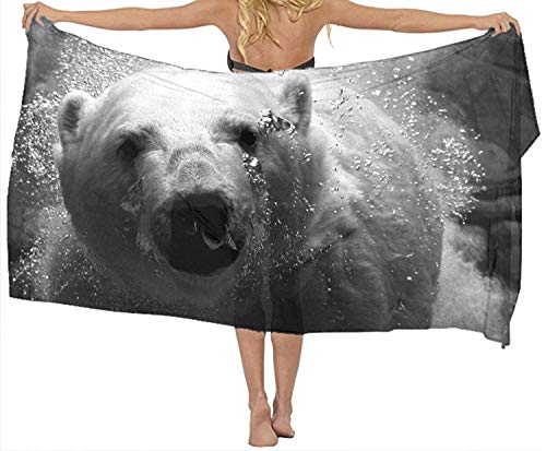 xcvgcxcvasda Serviette de Bain, Soft, Quick Dry, Classic Chiffon Scarf Sheer Wrap Polar Bear in Cold Ice Beach Sarong for Women,Non-Toxic Decor