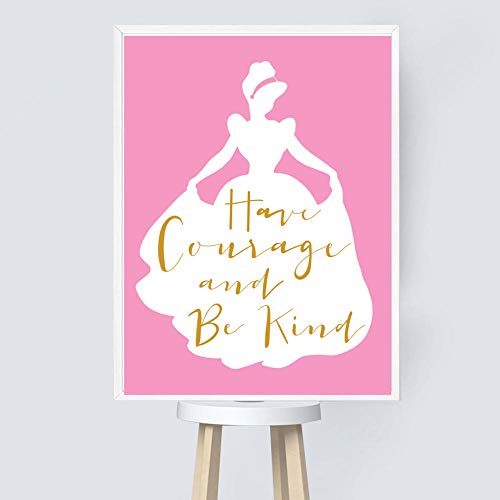 YHSM Little Princess Pink Silhouette Quote Wall Art Canvas Painting Nordic Posters and Prints Wall Pictures Baby Kids Room Decoración para el hogar 60X100cm Sin Marco 3 Piezas Set Descuento